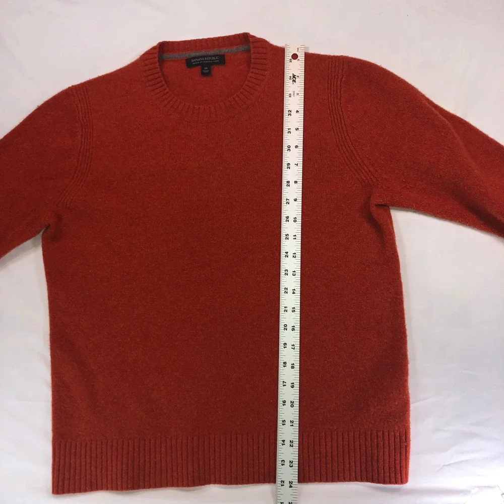 Banana Republic Mens Orange 100% Extra Fine Merino Wool Crewneck Sweater Medium